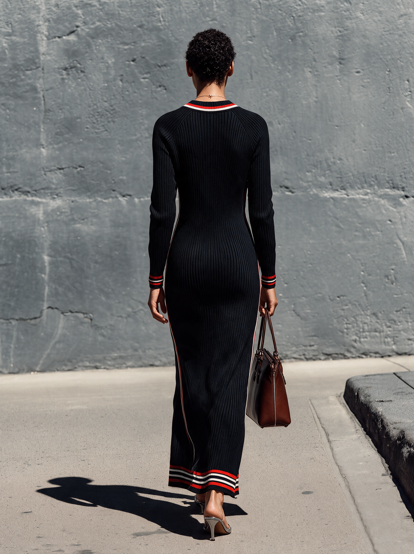 Women's Black Knit Long Sleeve Maxi Dress – ModClo