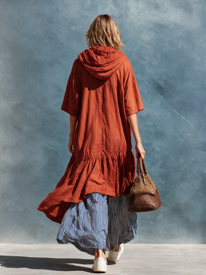 Women's Red Linen Maxi Dress – ModClo