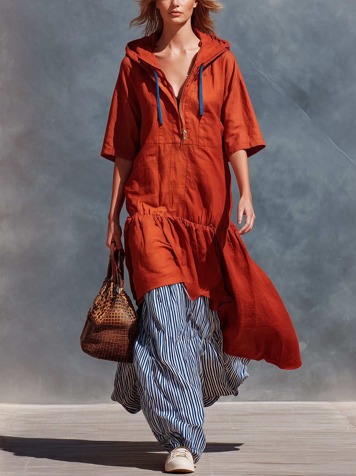 Women's Red Linen Maxi Dress – ModClo