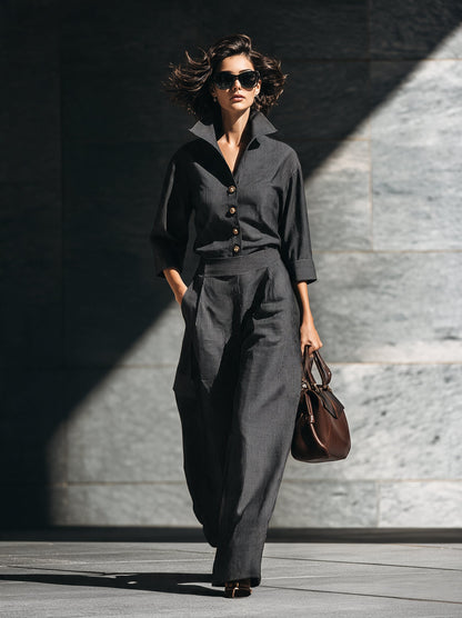 Women's Black Woven Striped Jumpsuit – ModClo