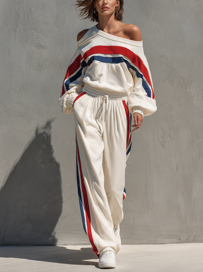 Women's White Long Sleeve Two-Piece Set – ModClo