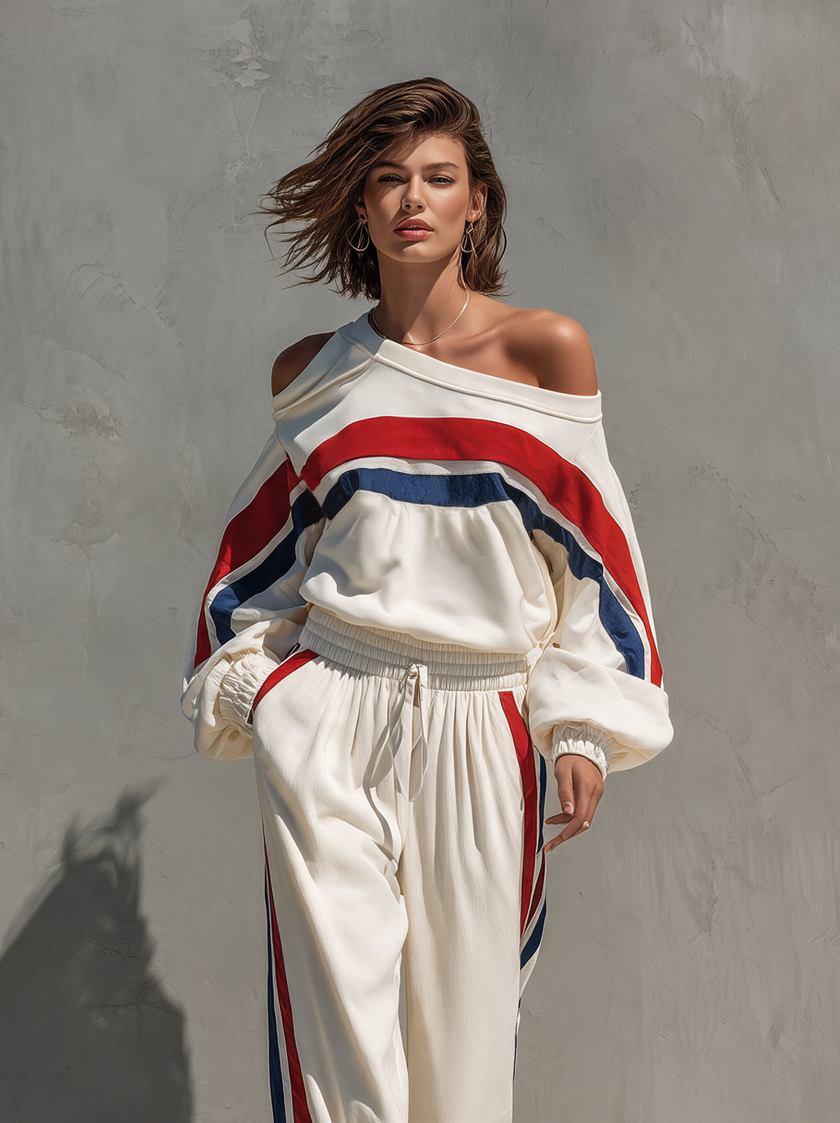 Women's White Long Sleeve Two-Piece Set – ModClo