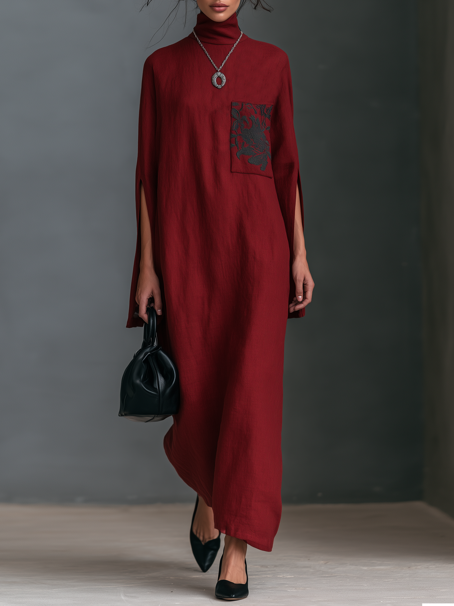Women's Slit Pocket Embroidery Maxi Dress – ModClo