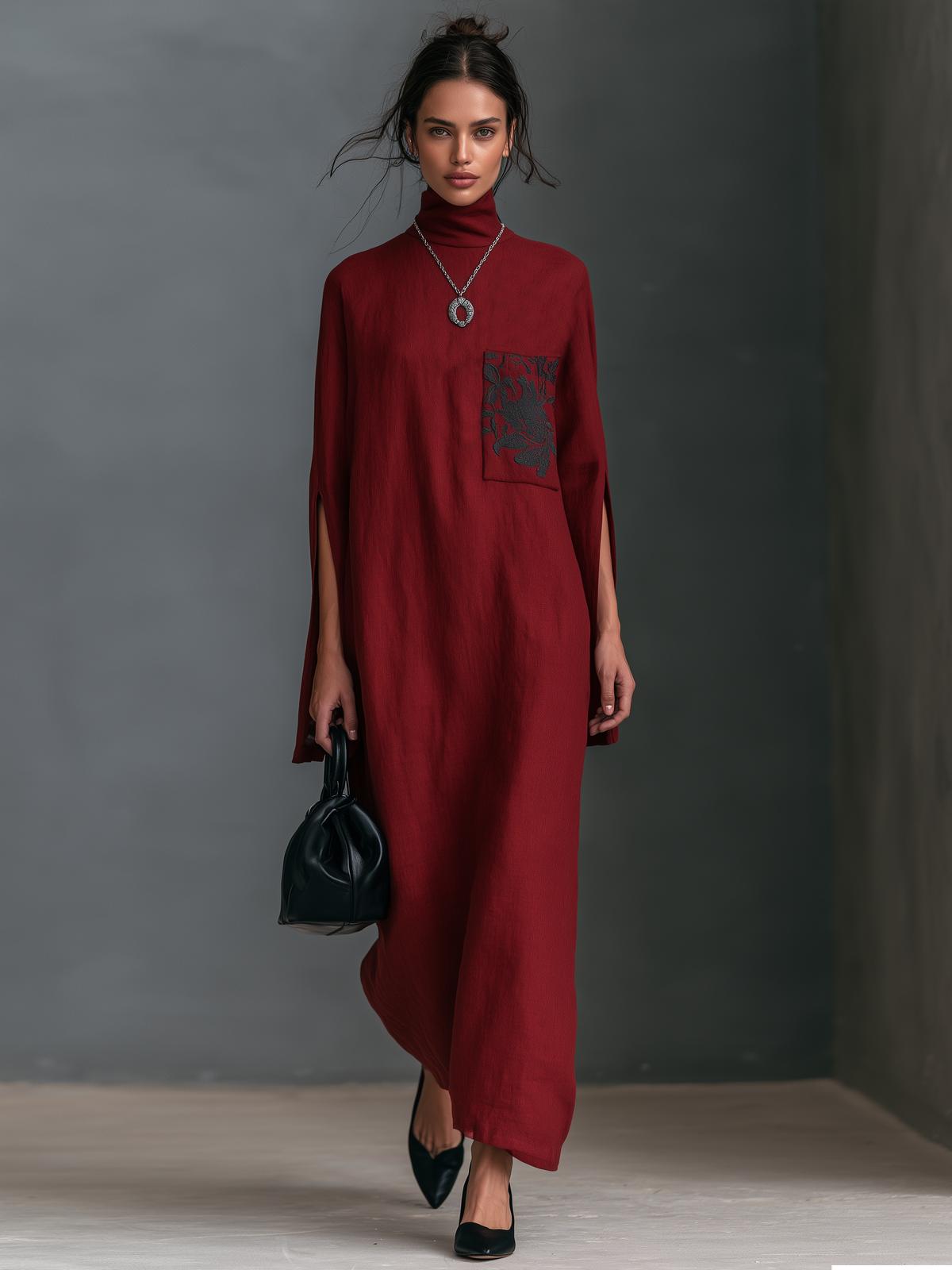 Women's Slit Pocket Embroidery Maxi Dress – ModClo