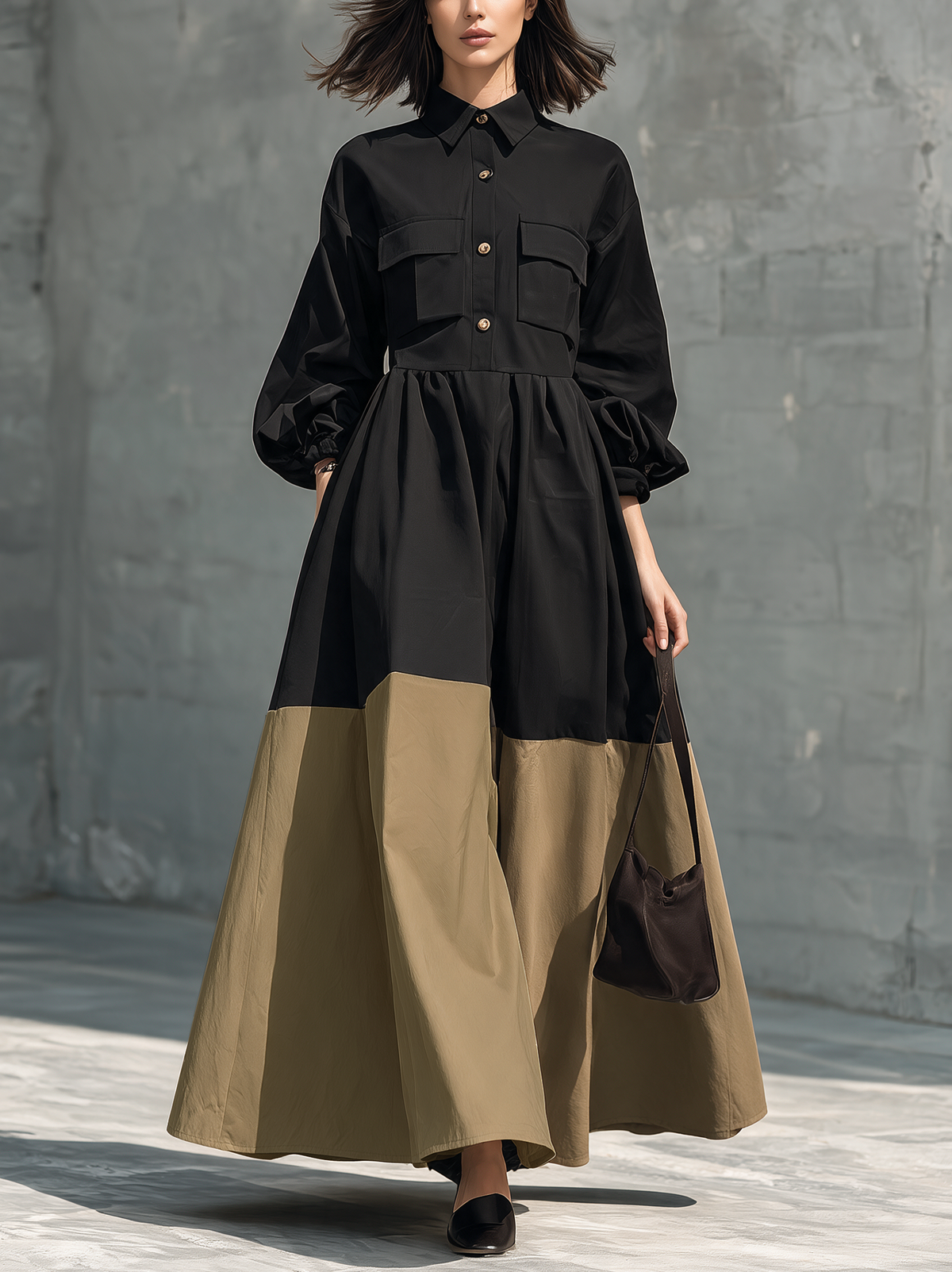 Women's Black Woven Maxi Dress – ModClo