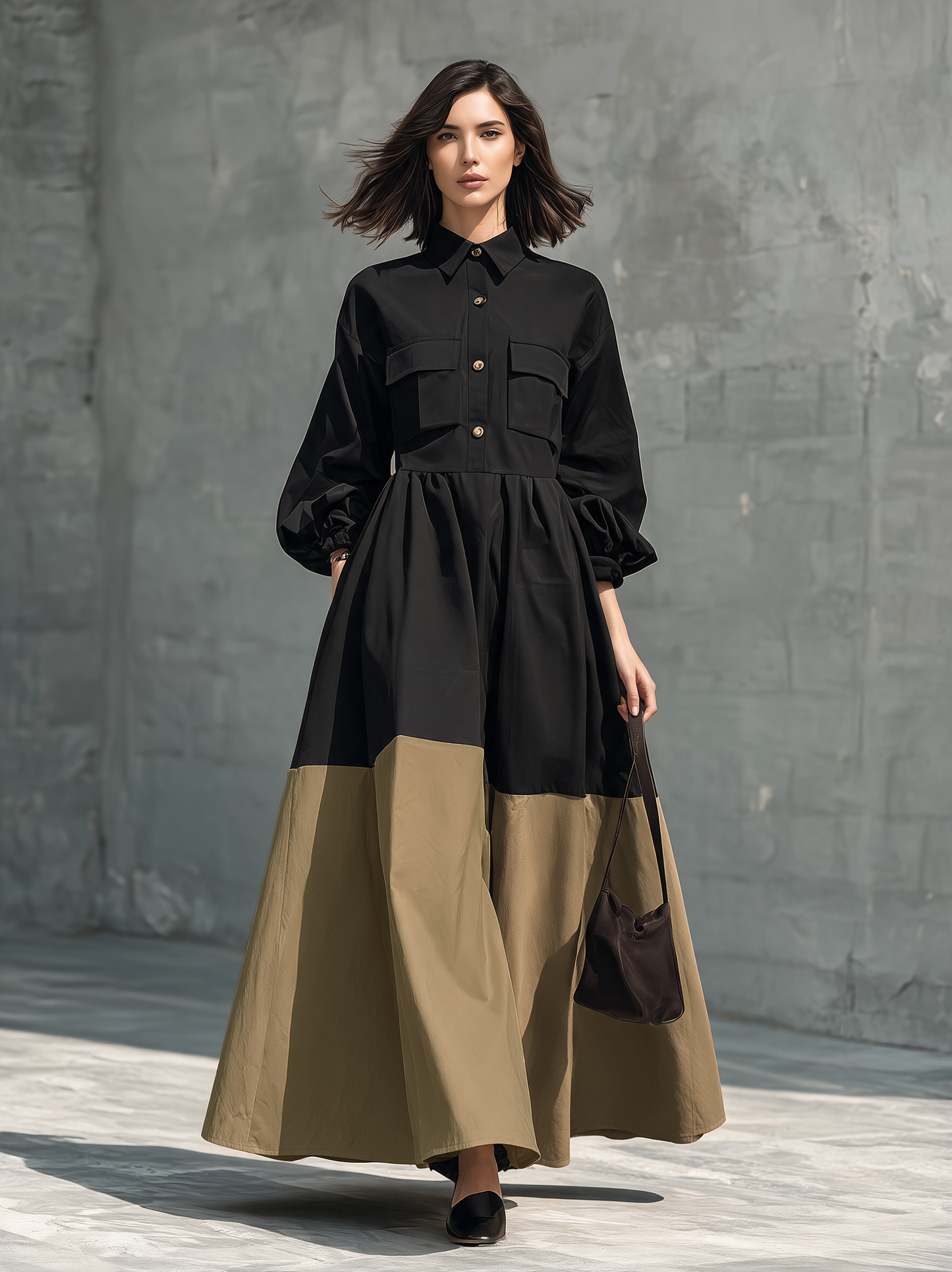 Women's Black Woven Maxi Dress – ModClo