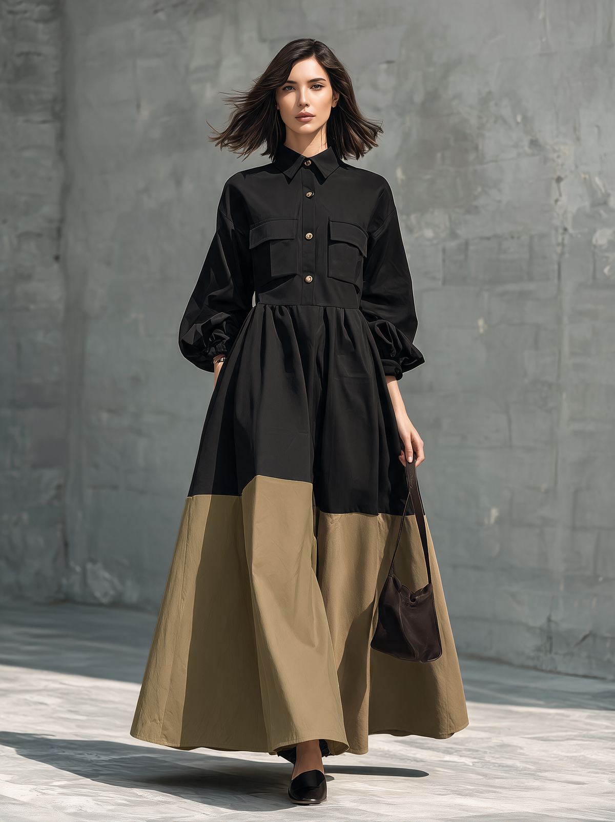 Women's Black Woven Maxi Dress – ModClo