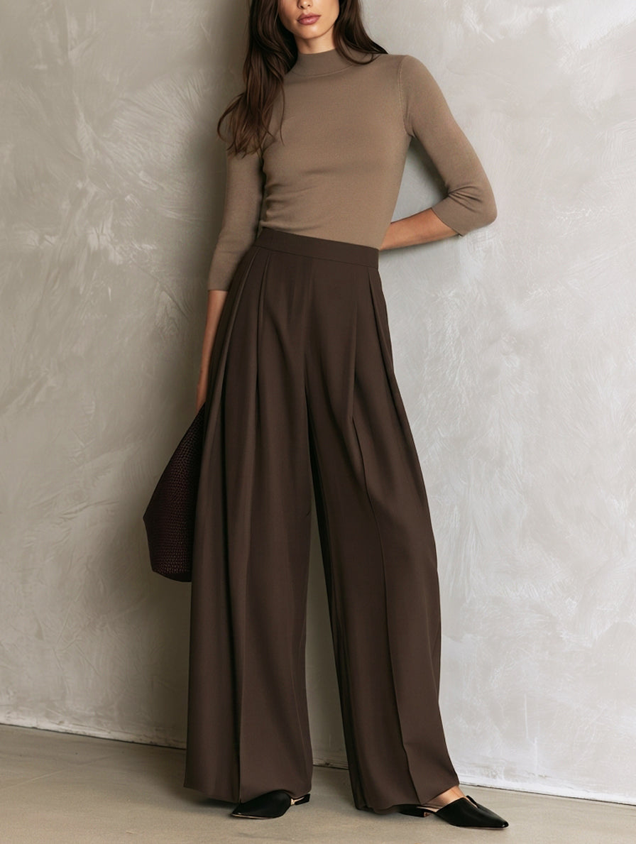 Women's Khaki Knit Long Sleeve Two-Piece Set – ModClo