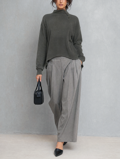 Women's Grey Woven Long Sleeve Two-Piece Set – ModClo