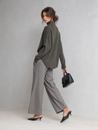 Women's Grey Woven Long Sleeve Two-Piece Set – ModClo