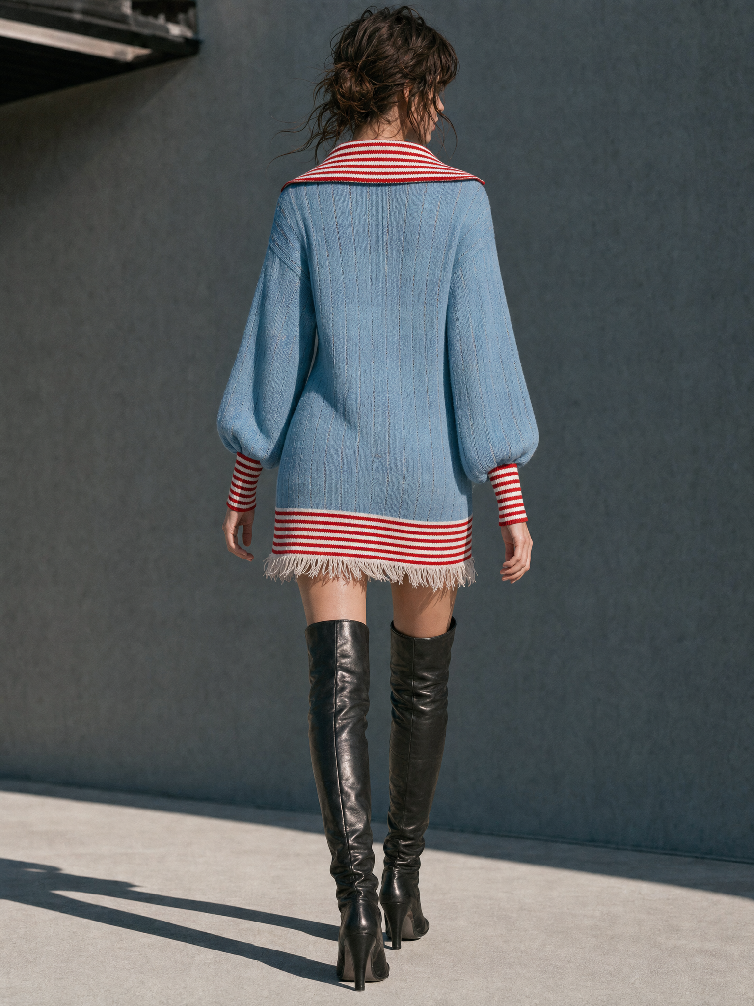Women's Striped Retro Color Sweater Dress – ModClo