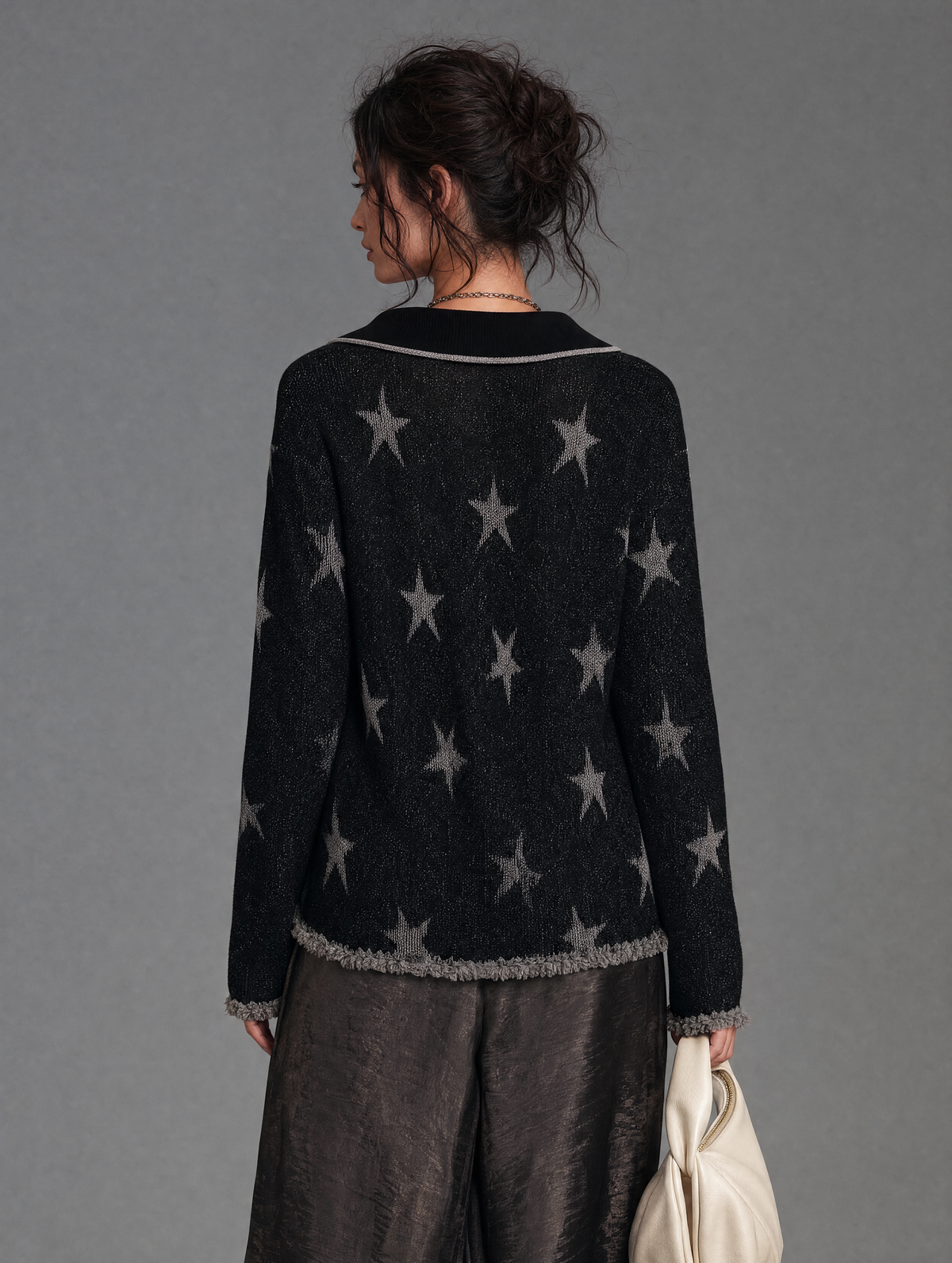 Women's Jacquard Zipper Vintage Cardigan – ModClo