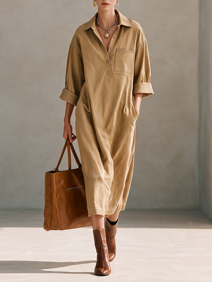 Women's Cotton Long Sleeve Midi Dress – ModClo