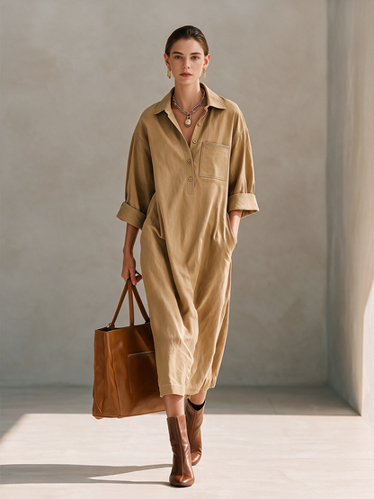 Women's Cotton Long Sleeve Midi Dress – ModClo