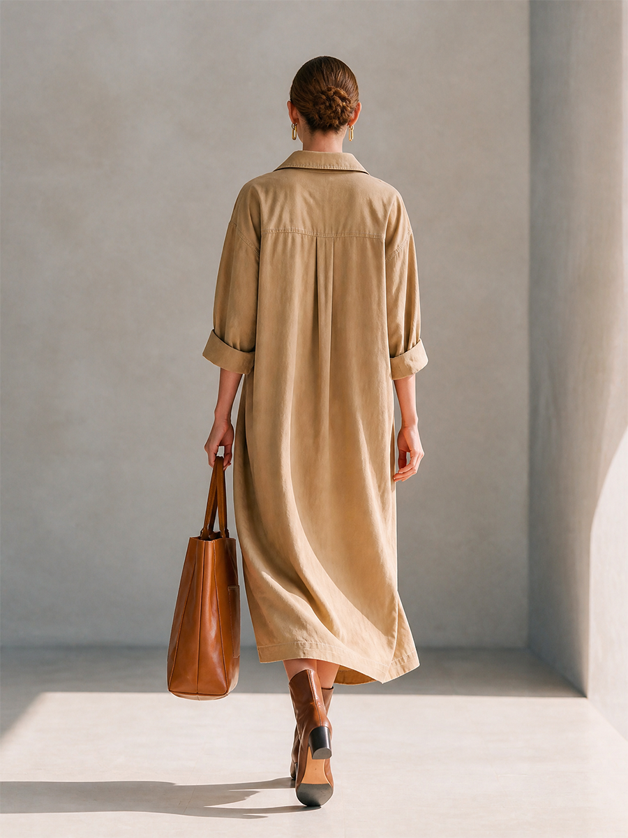 Women's Cotton Long Sleeve Midi Dress – ModClo