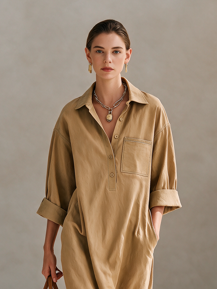 Women's Cotton Long Sleeve Midi Dress – ModClo