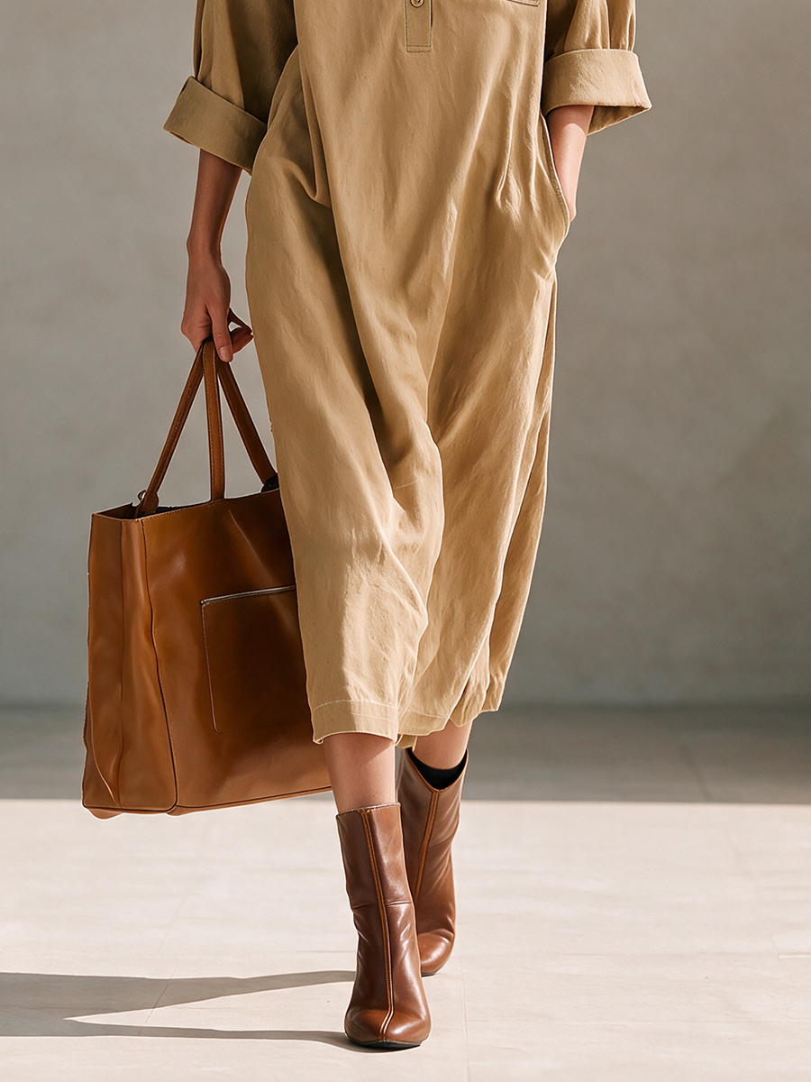 Women's Cotton Long Sleeve Midi Dress – ModClo