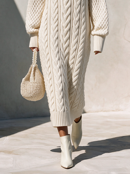 Women's Knit Long Sleeve Hooded Midi Dress – ModClo