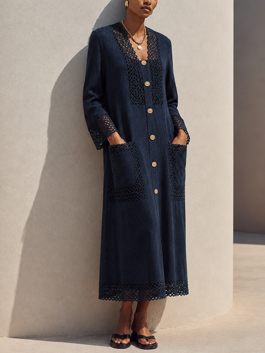 Women's Lace Panel Neck Maxi Dress – ModClo