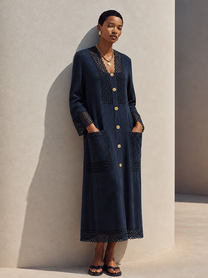 Women's Lace Panel Neck Maxi Dress – ModClo