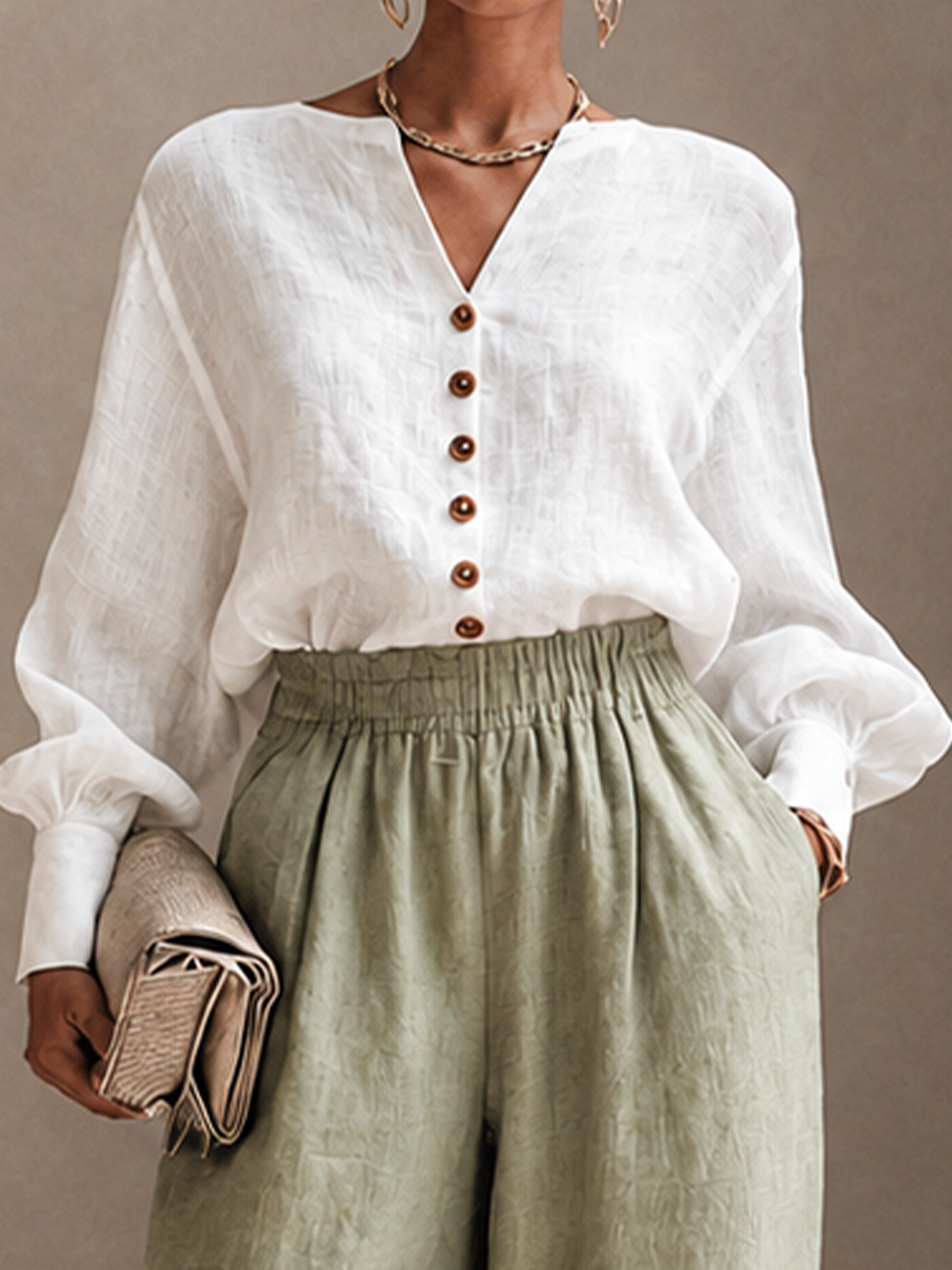 Women's Linen Button Cotton Trouser Set – ModClo