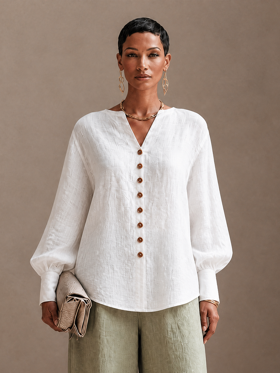 Women's Linen Button Cotton Top – ModClo
