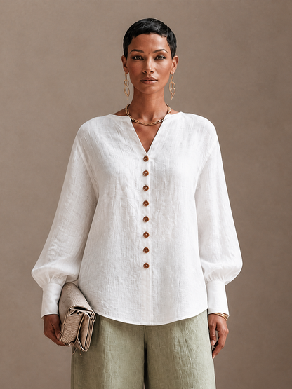 Women's Linen Button Cotton Top – ModClo