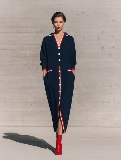 Women's Navy Long Sleeve Maxi Dress – ModClo
