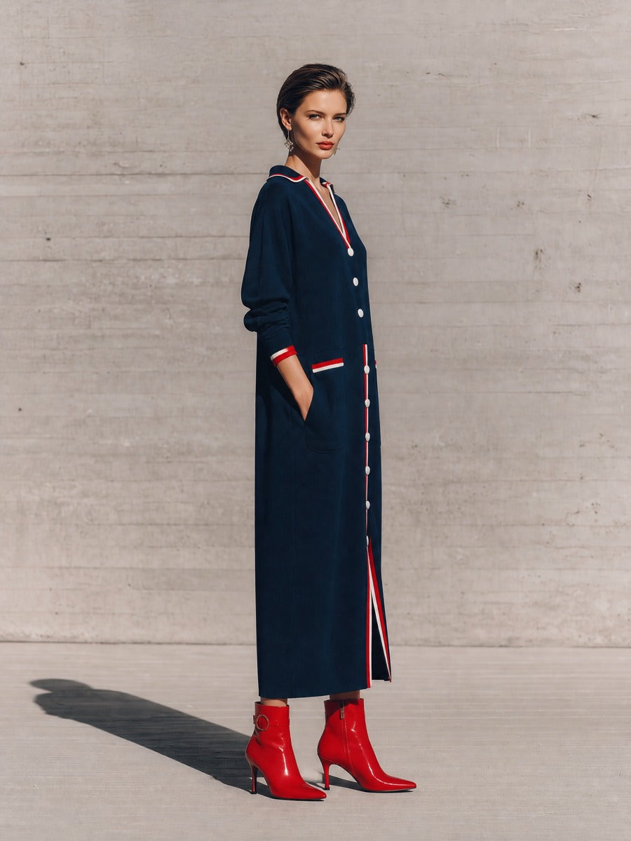 Women's Navy Long Sleeve Maxi Dress – ModClo