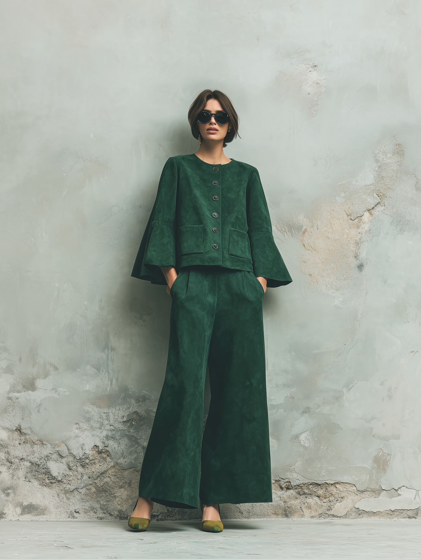 Women's Green Cape Sleeve Jacket – ModClo