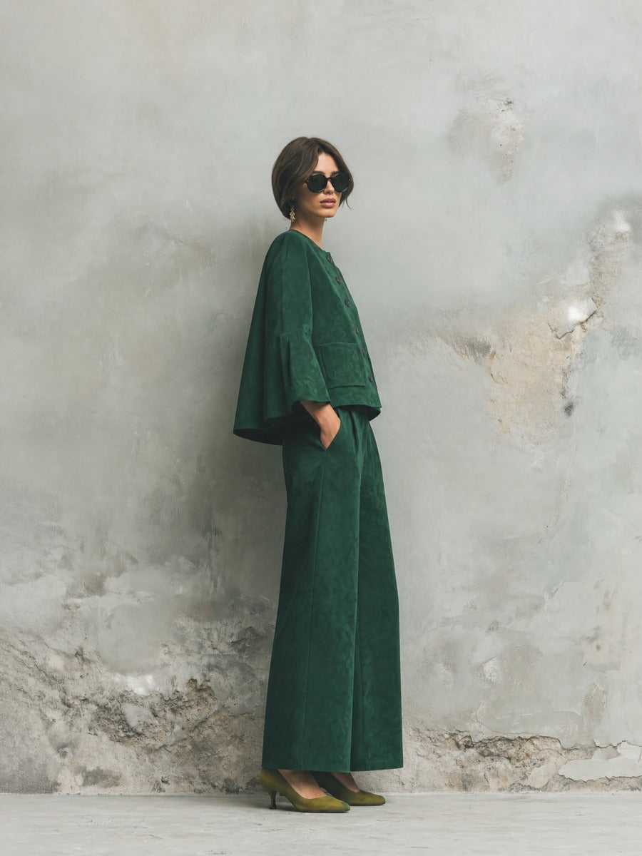 Women's Green Bell Sleeve Trouser Set – ModClo