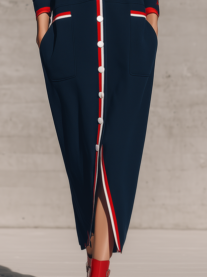 Women's Navy Long Sleeve Maxi Dress – ModClo