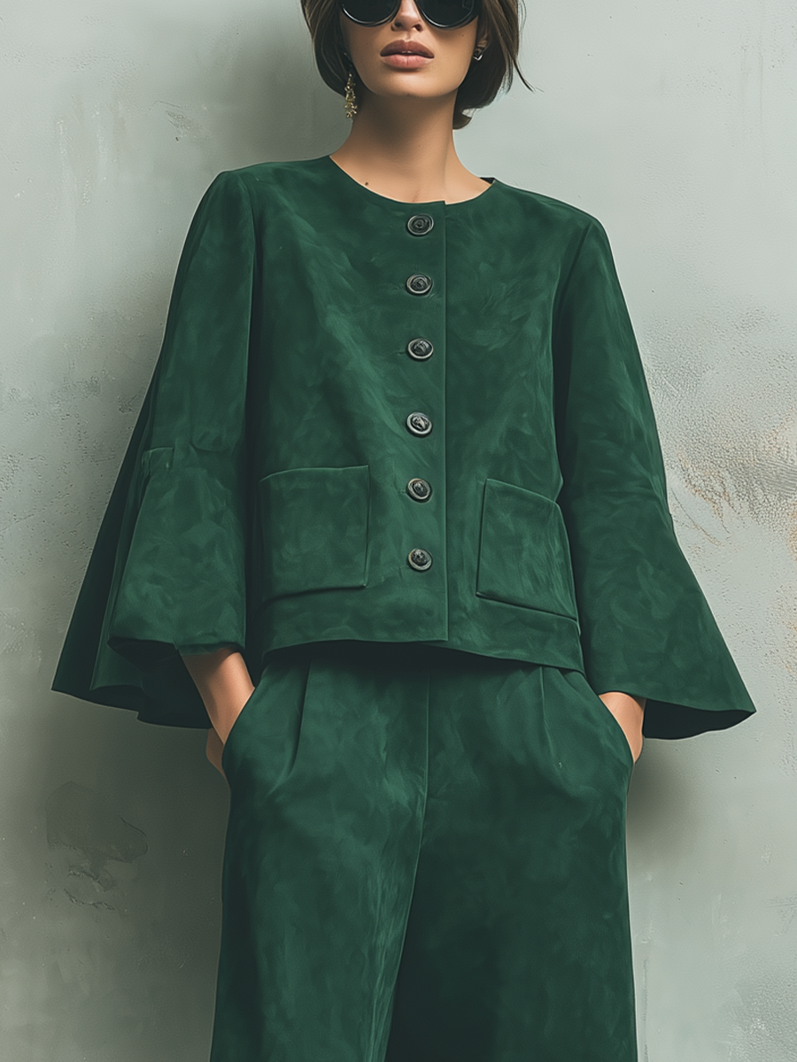 Women's Green Cape Sleeve Jacket – ModClo