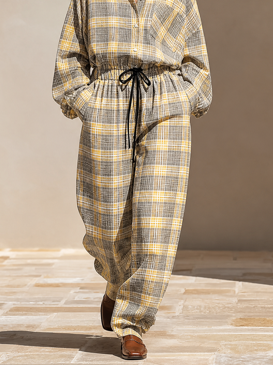 Women's Cotton Plaid Two-Piece Set – ModClo