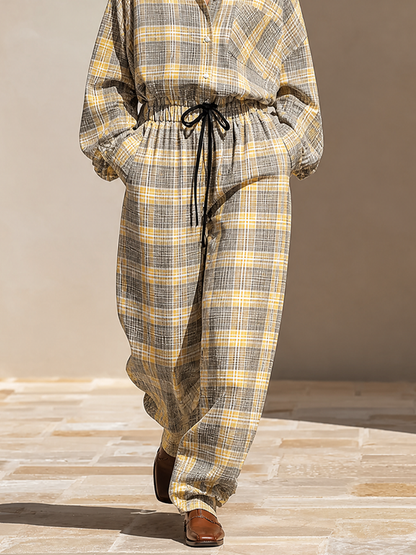 Women's Cotton Plaid Two-Piece Set – ModClo
