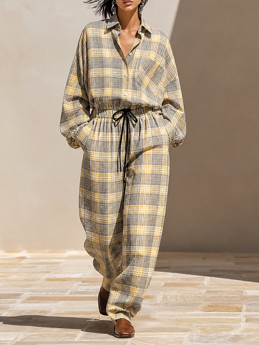 Women's Cotton Plaid Two-Piece Set – ModClo