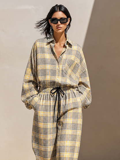 Women's Cotton Plaid Two-Piece Set – ModClo