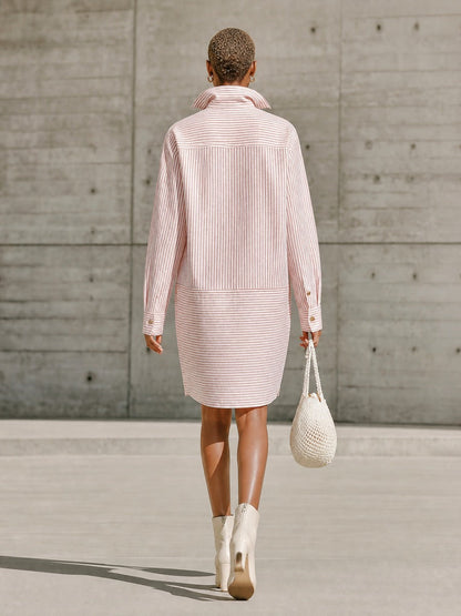 Women's Pink Striped Shirt Dress – ModClo