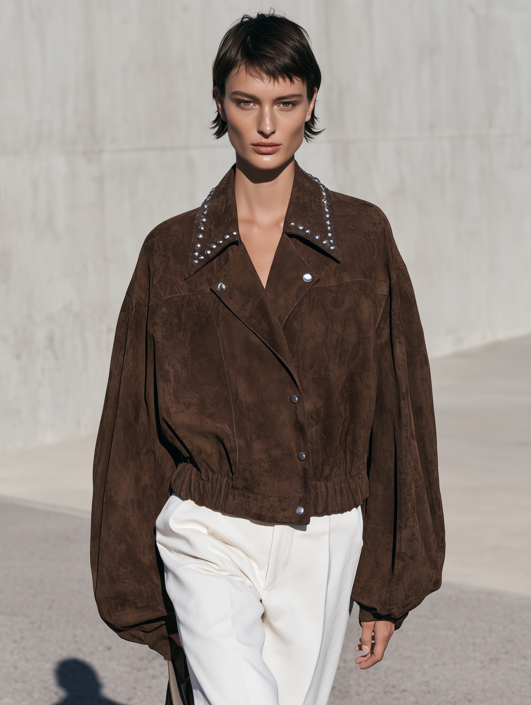 Women's Brown Balloon Sleeve Jacket – ModClo