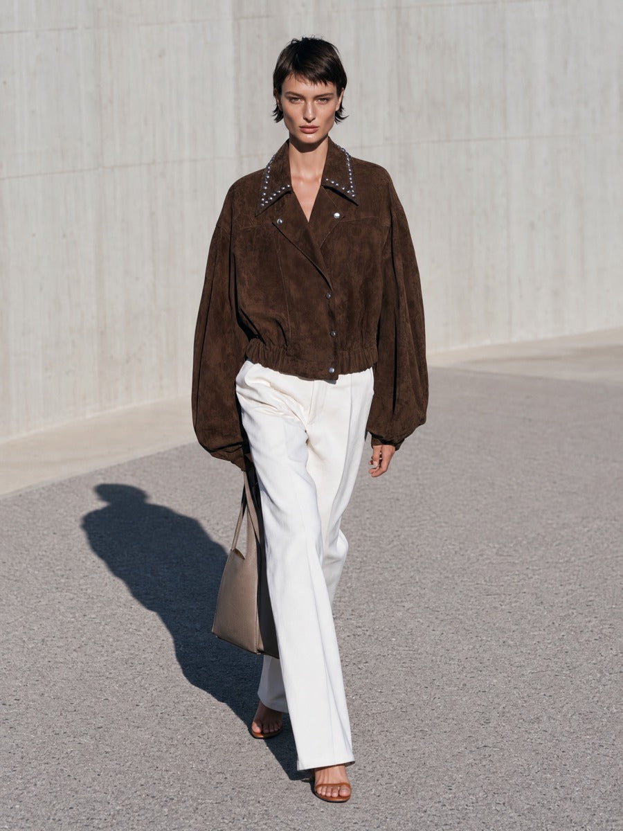 Women's Brown Balloon Sleeve Jacket – ModClo