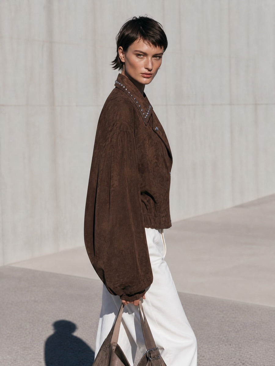 Women's Brown Balloon Sleeve Jacket – ModClo