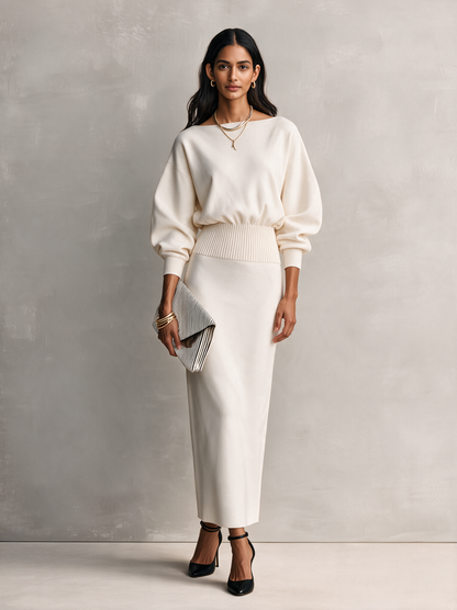 Women's Beige Long Sleeve Maxi Dress – ModClo