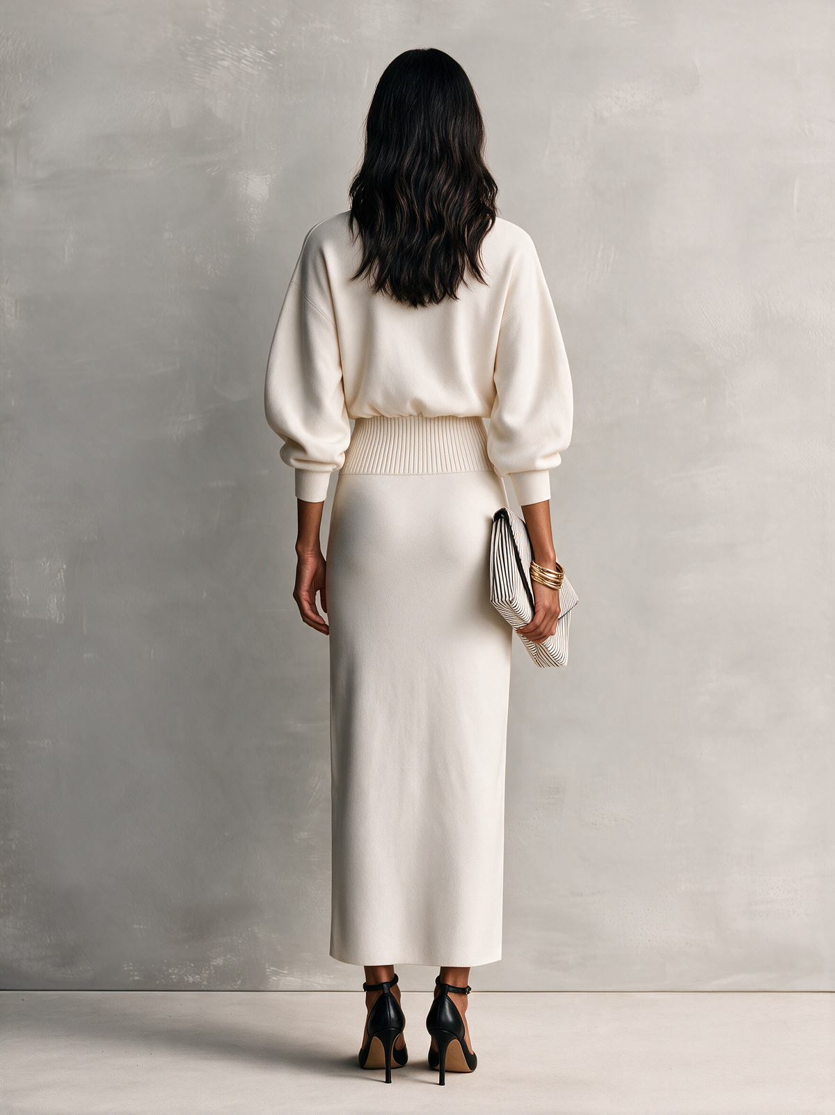 Women's Beige Long Sleeve Maxi Dress – ModClo