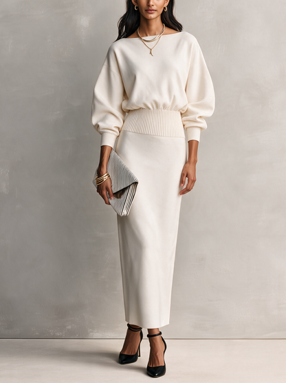 Women's Beige Long Sleeve Maxi Dress – ModClo