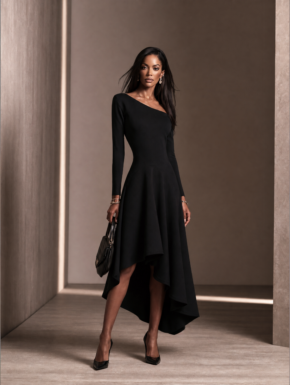 Women's Asymmetric One Shoulder Midi Skirt – ModClo
