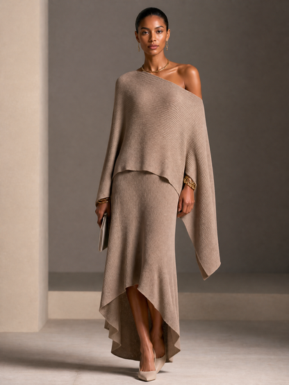 Women's Knit Asymmetric Skirt Set – ModClo