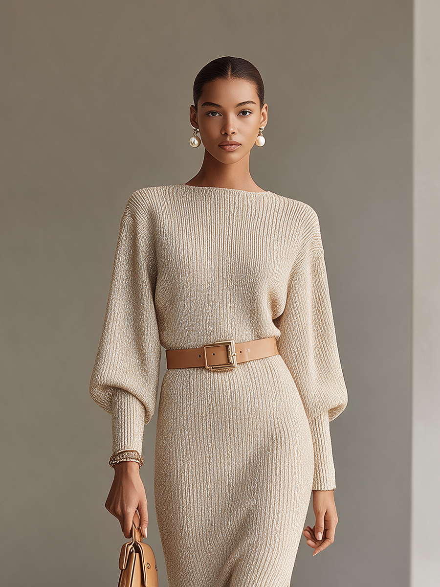 Women's Belted Slit Bodycon Midi Dress – ModClo