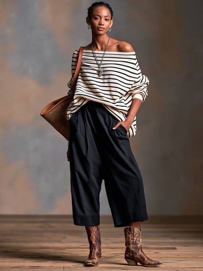 Women's Striped Vintage Trouser Set – ModClo