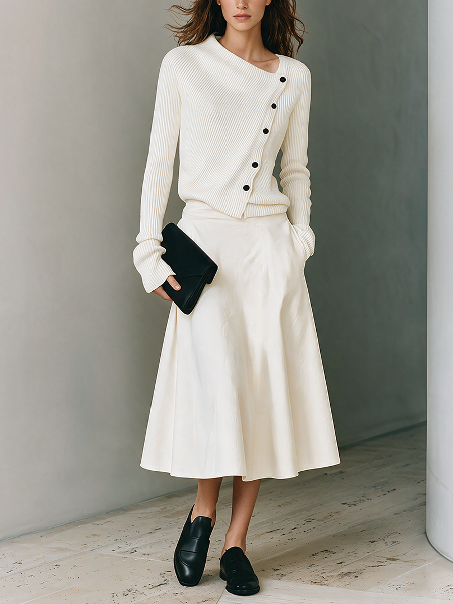 Women's White Cotton Skirt Set – ModClo