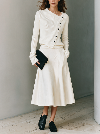 Women's White Cotton Skirt Set – ModClo